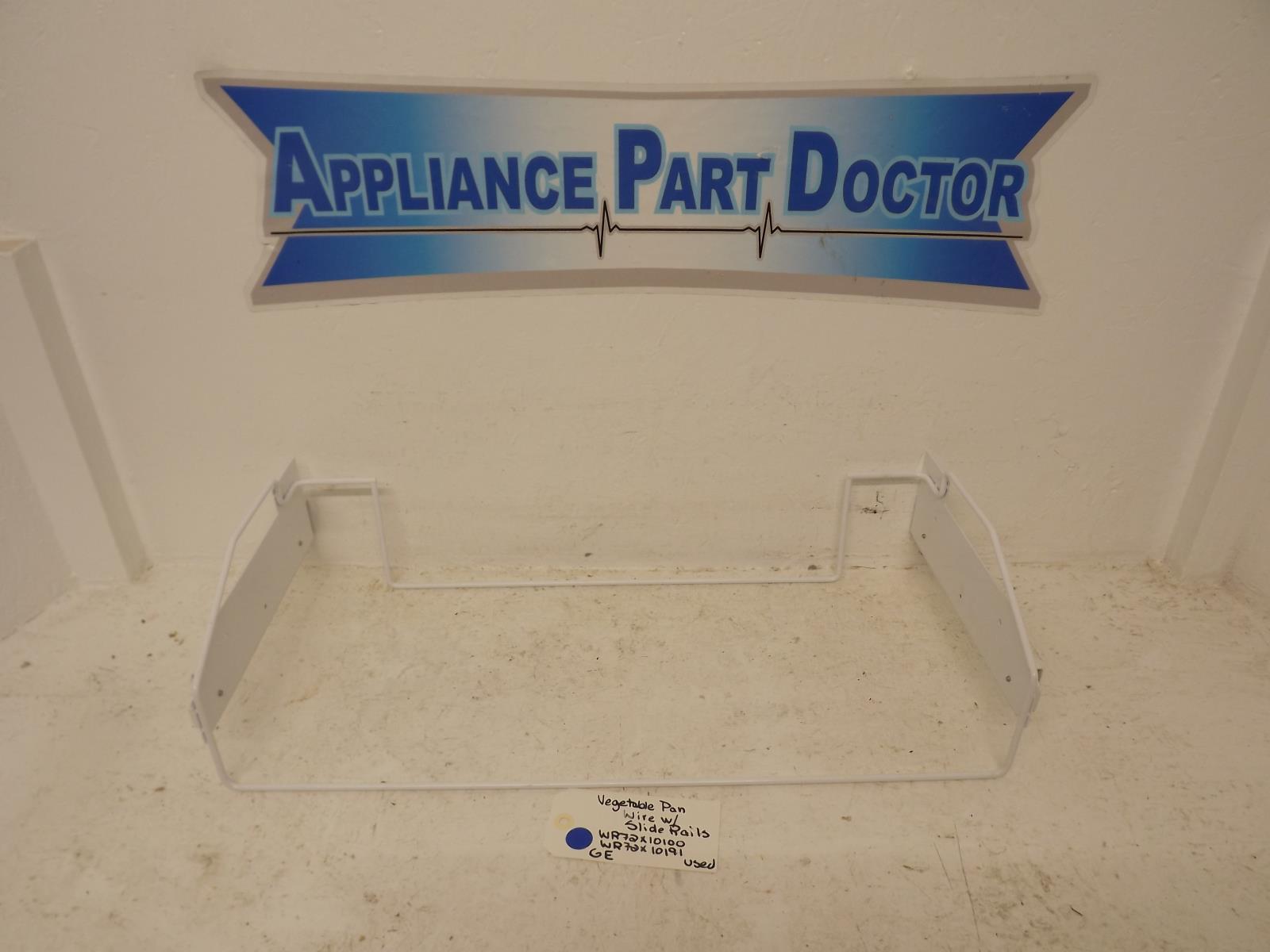 GE Refrigerator WR72X10100 WR72X10191 Vegetable Pan Wire w/Slide Rails Used GE Refrigerator WR72X10100 WR72X10191 Vegetable Pan Wire w/Slide Rails Used